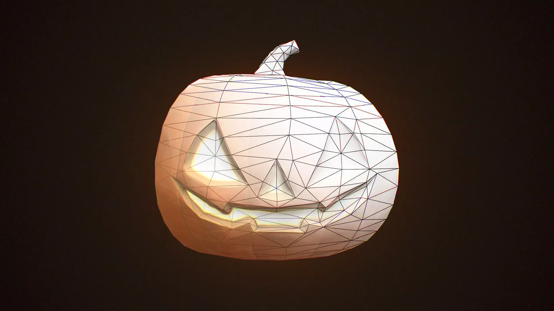 Stylized Halloween Pumpkin - Game Ready Jack-o-Lantern Low-poly 3D model_6