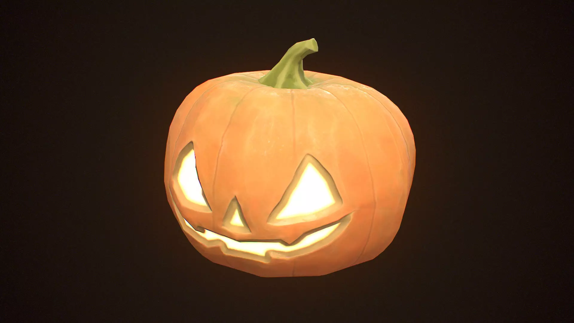 Stylized Halloween Pumpkin - Game Ready Jack-o-Lantern Low-poly 3D model_4