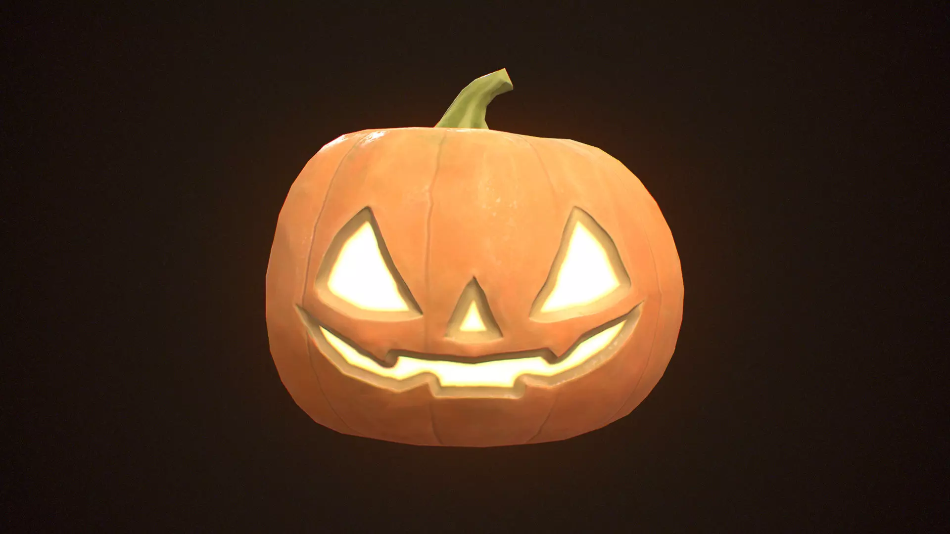 Stylized Halloween Pumpkin - Game Ready Jack-o-Lantern Low-poly 3D model_5