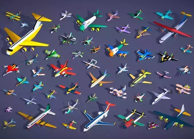 51 Low Poly Air Vehicles Pack - Planes  Helicopters Fighter Jets