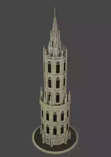 Gothic Bell Tower  Medieval Fantasy 3D Model