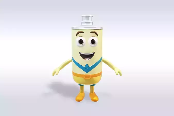 3D Cartoon character t pose flask back to school 