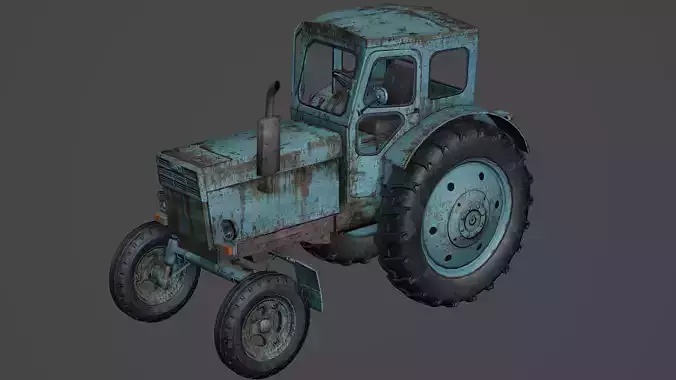 Tractor t-40 Rusted Lowpoly