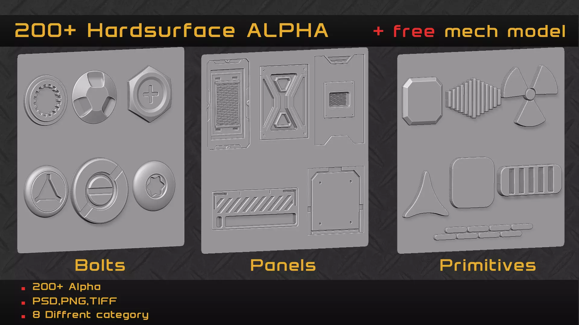 200 Hardsurface ALPHA and FREE mech model 2 Texture_3