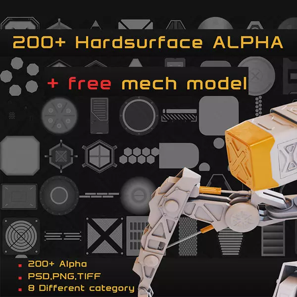 200 Hardsurface ALPHA and FREE mech model 2 Texture_10