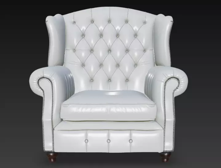 Classic Tufted Leather Armchair 3D Model 3D model_0