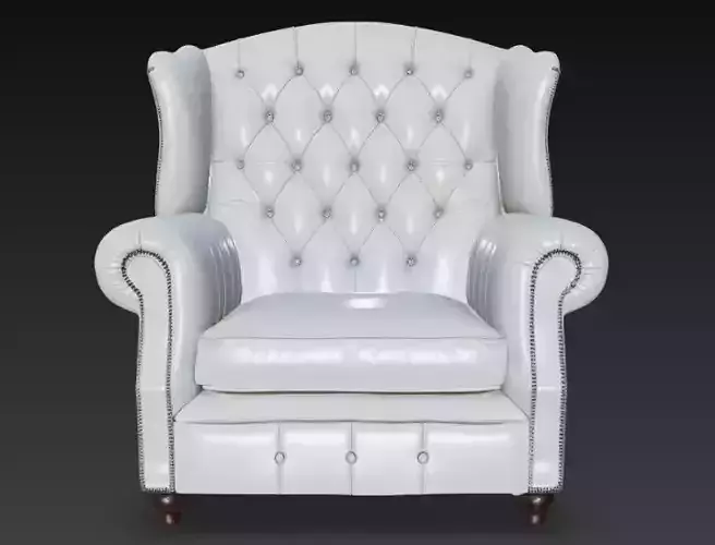 Classic Tufted Leather Armchair 3D Model 3D model