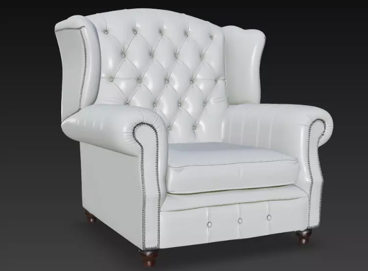 Classic Tufted Leather Armchair 3D Model 3D model_1