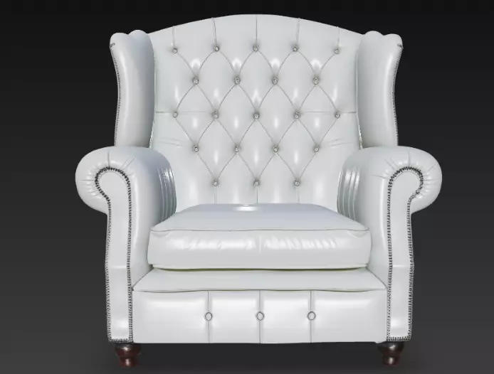 Classic Tufted Leather Armchair 3D Model 3D model_3
