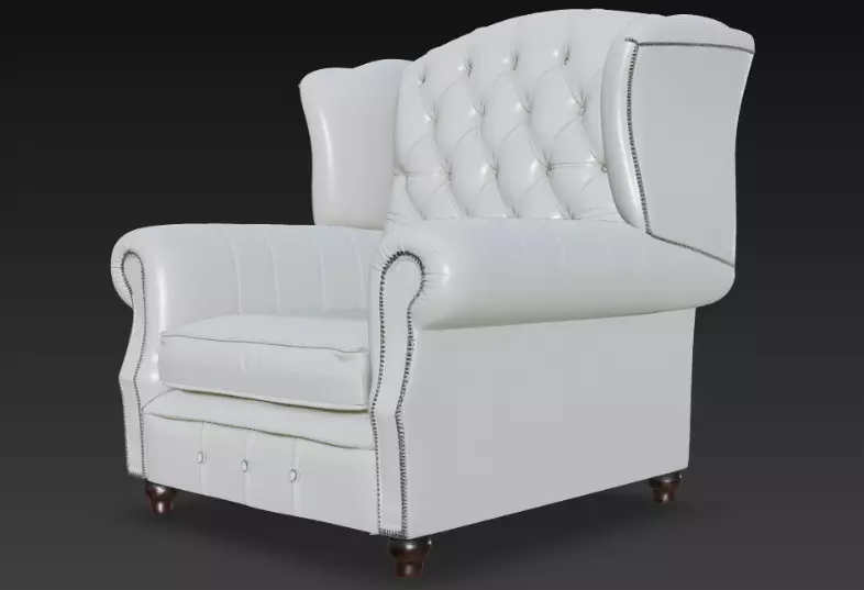 Classic Tufted Leather Armchair 3D Model 3D model_4