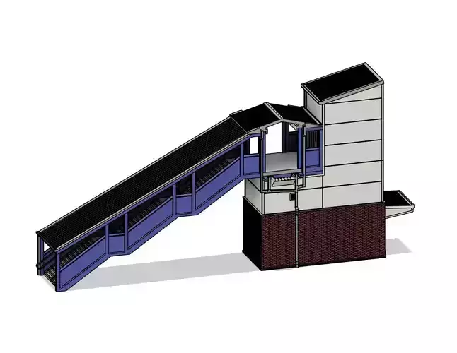 Model Railway Modern Footbridge with Lift Central Steps Add-on
