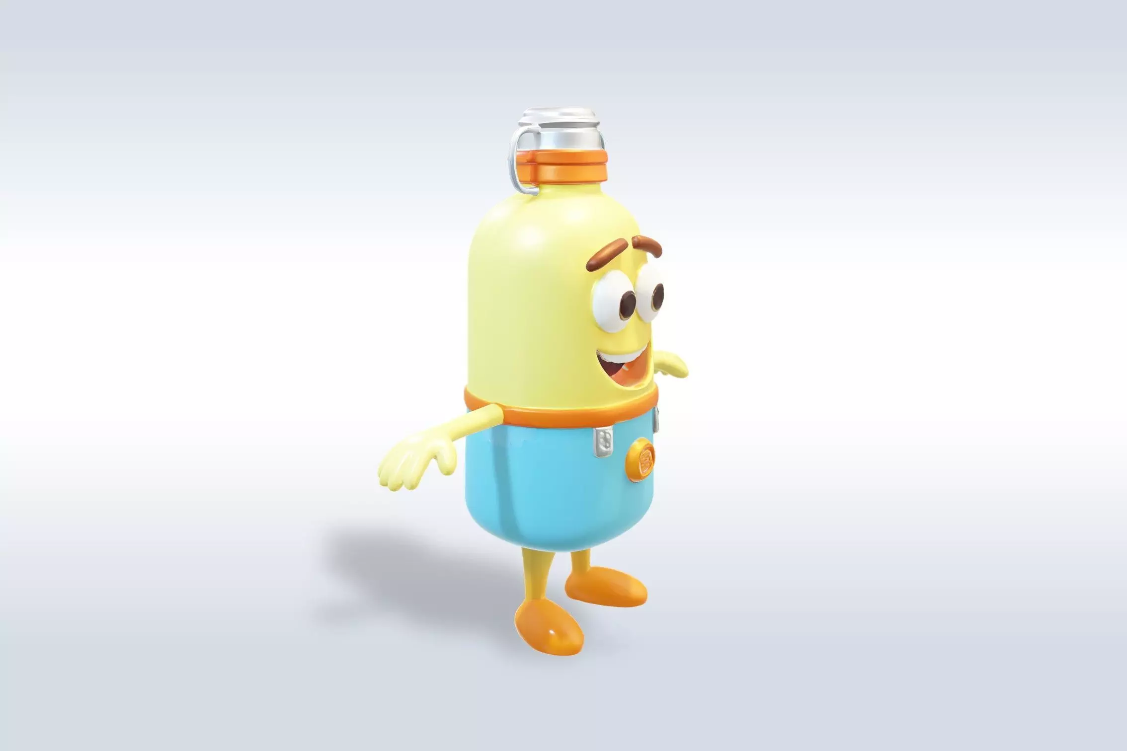 Cartoon character t pose flask back to school 3D model_2
