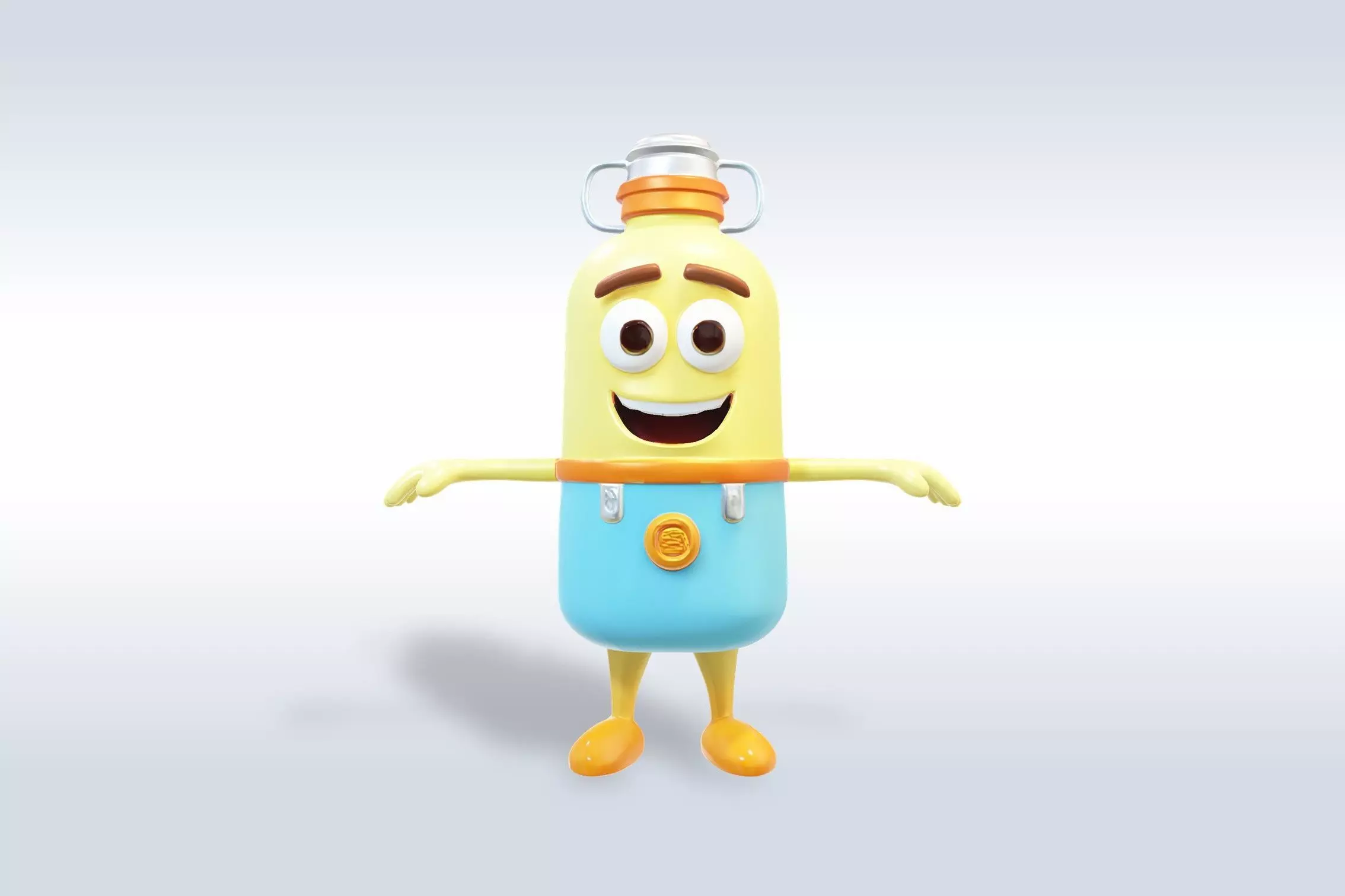 Cartoon character t pose flask back to school 3D model_0