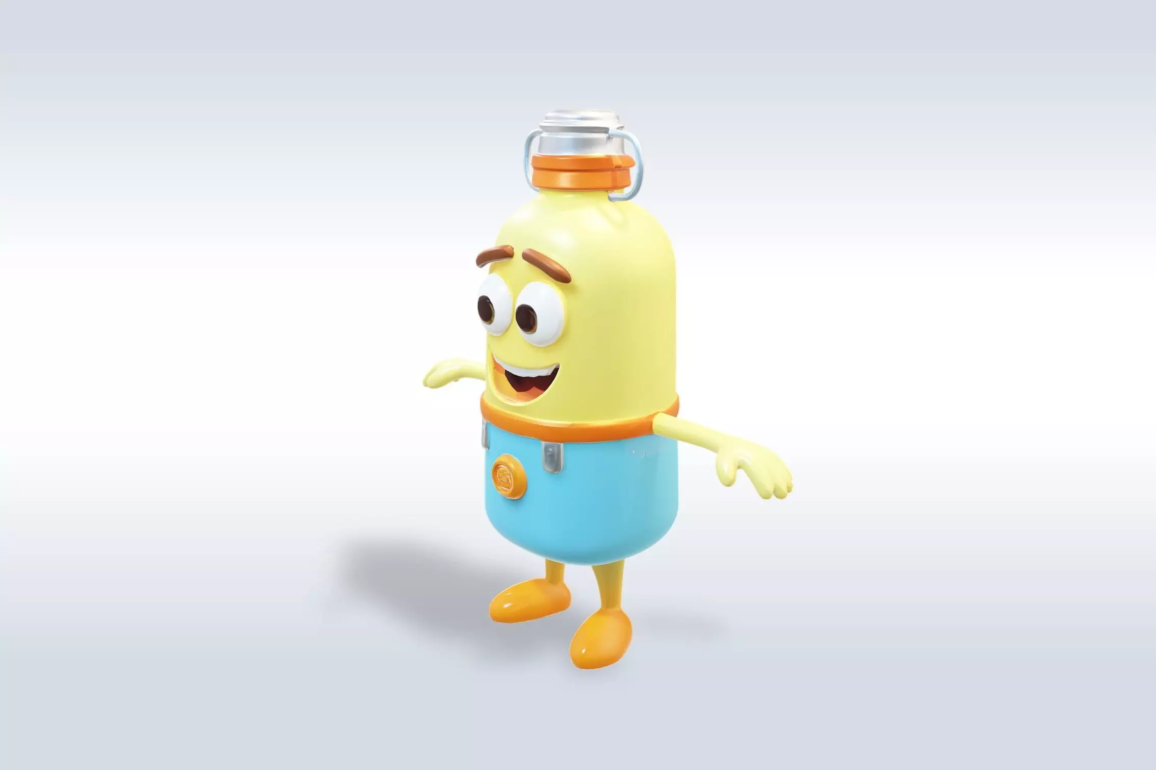 Cartoon character t pose flask back to school 3D model_4
