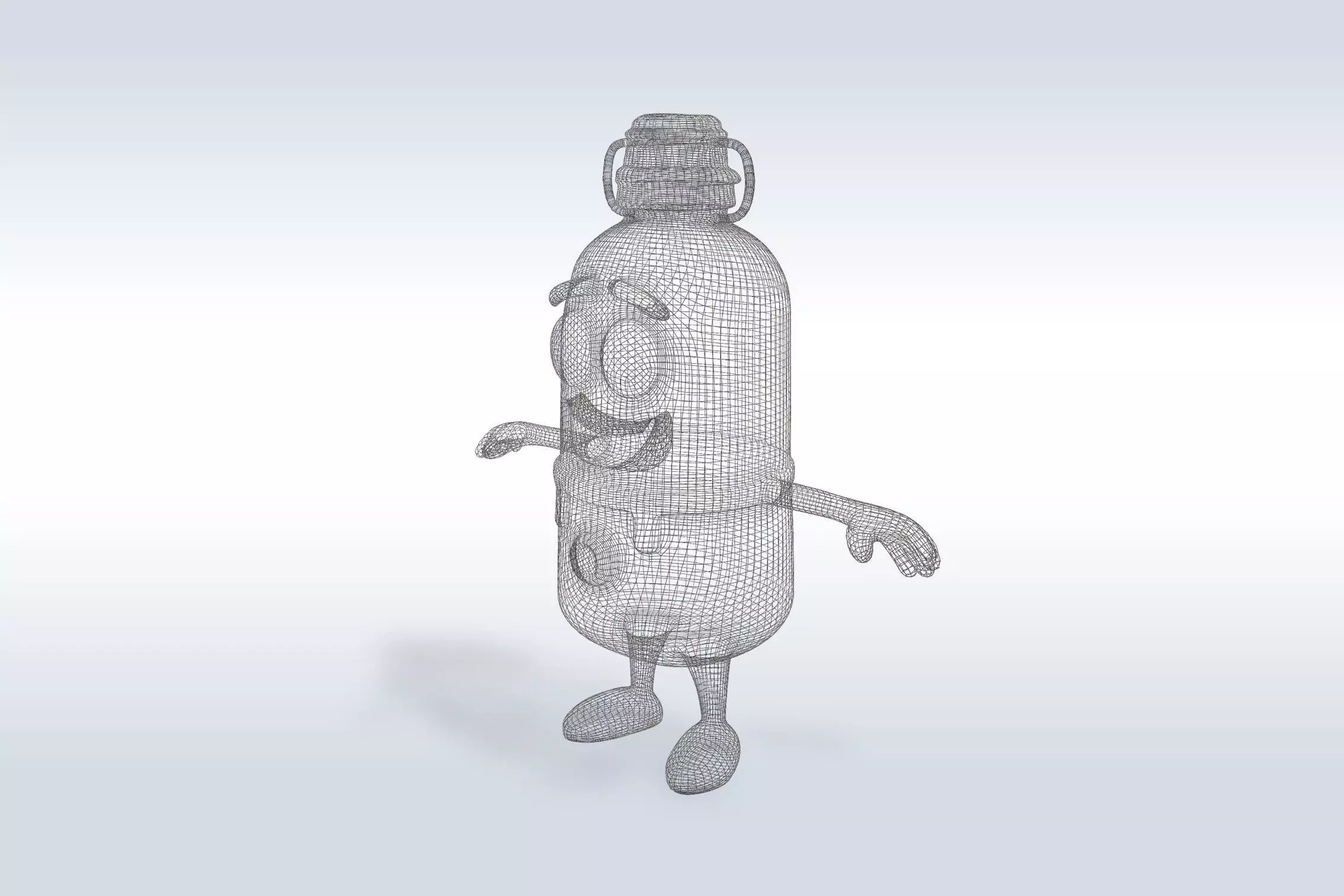 Cartoon character t pose flask back to school 3D model_5