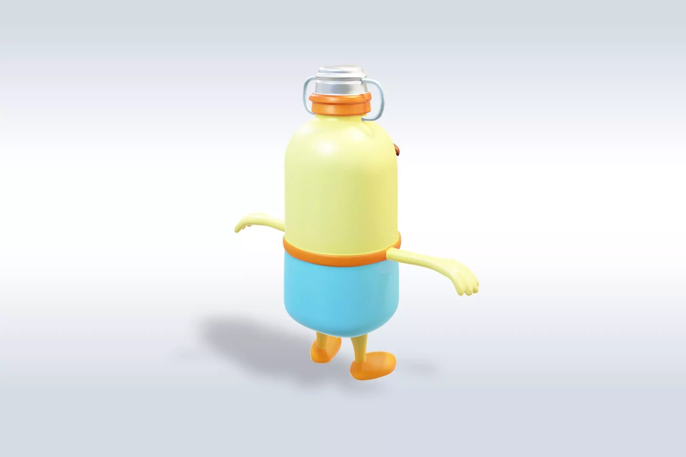 Cartoon character t pose flask back to school 3D model_8