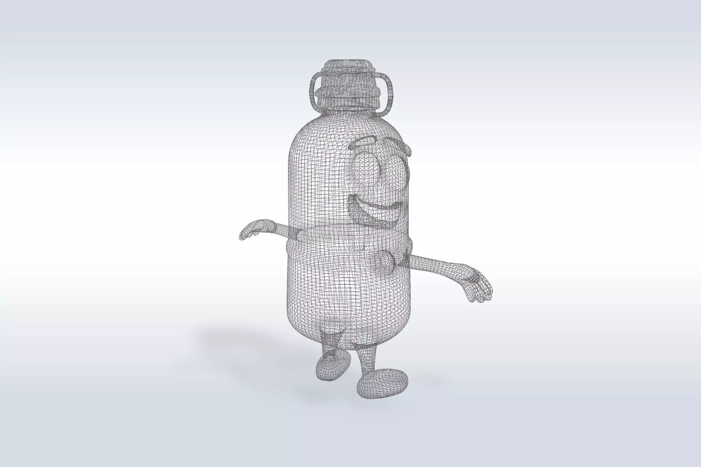 Cartoon character t pose flask back to school 3D model_9