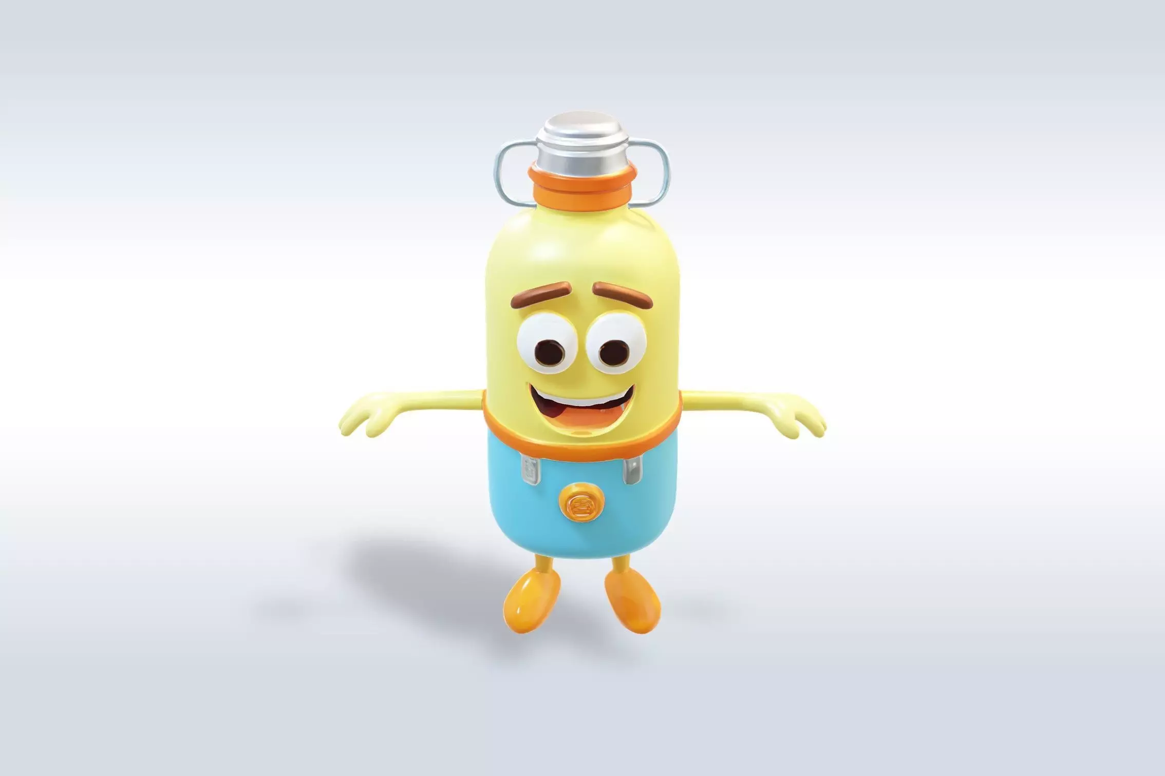 Cartoon character t pose flask back to school 3D model_6