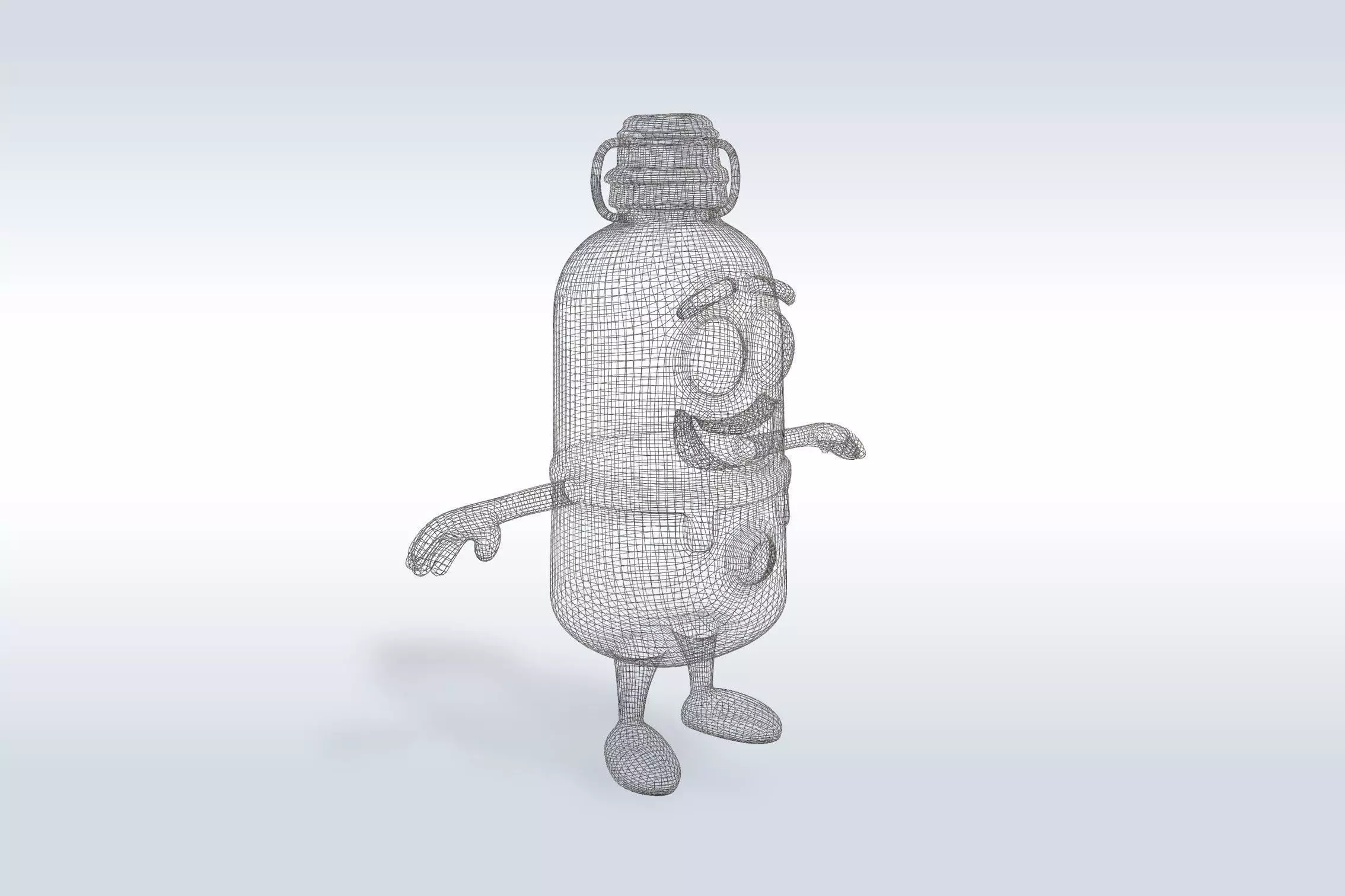 Cartoon character t pose flask back to school 3D model_3