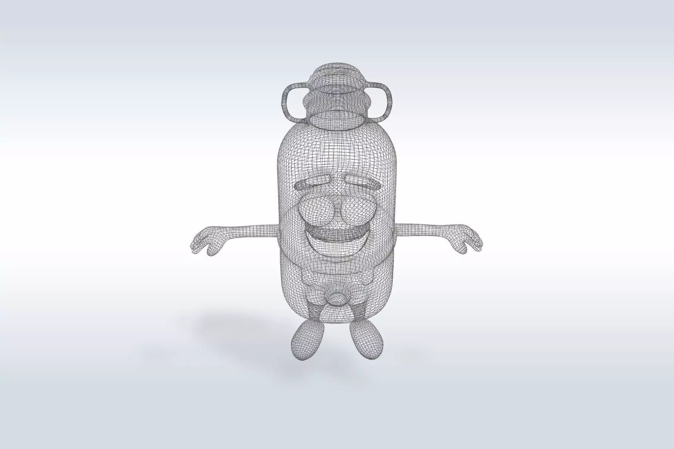 Cartoon character t pose flask back to school 3D model_7