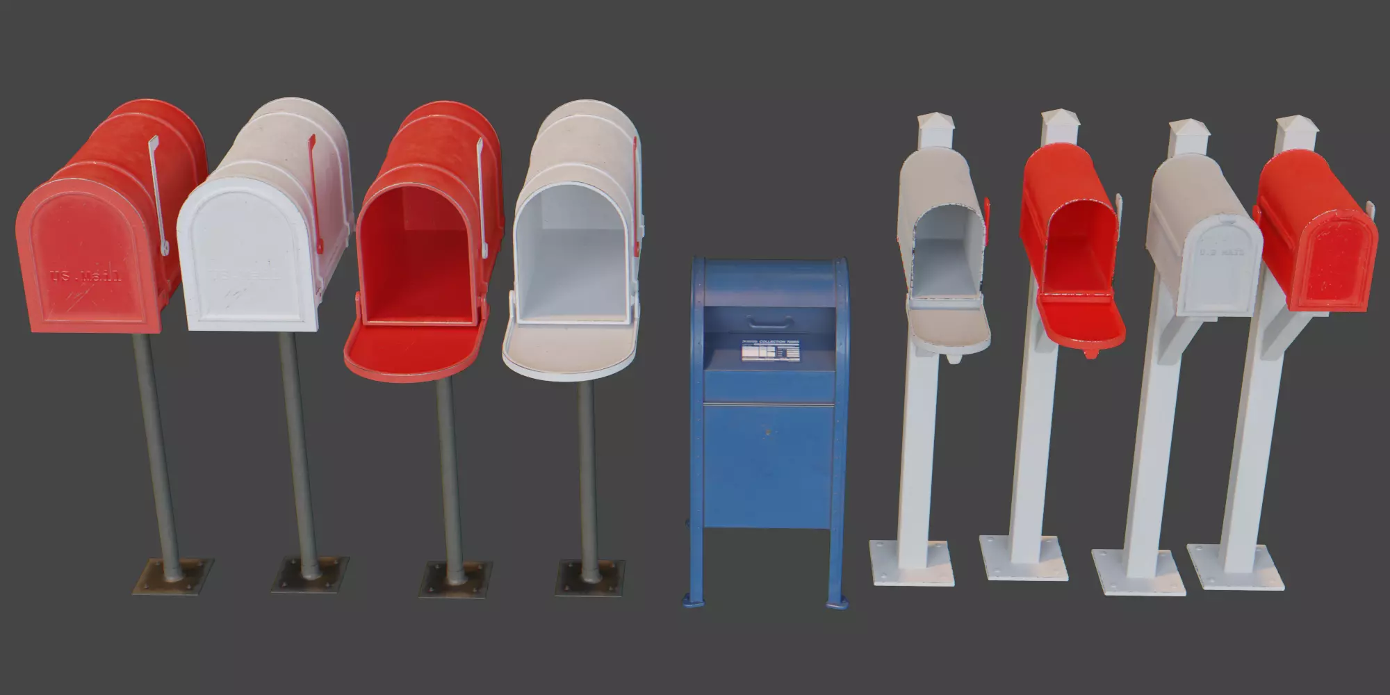 3 mail box and variations 3D model_0