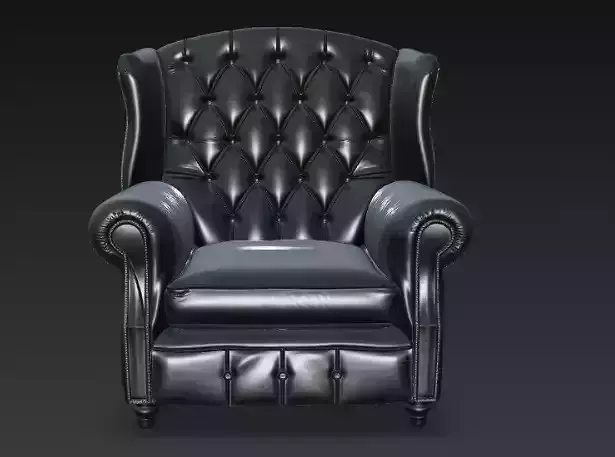 Classic Tufted Leather Armchair 3D Model 3D model
