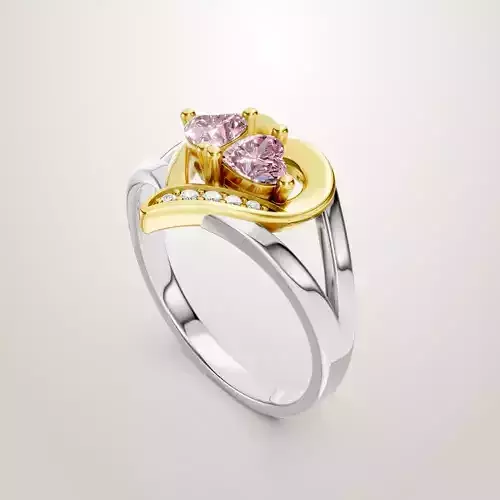 Heart Shaped Two Stone Engagement Ring 36