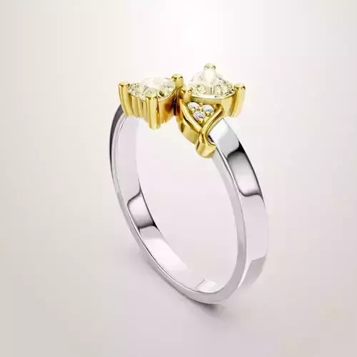 Heart Shaped Two Stone Engagement Ring 39 3D print model