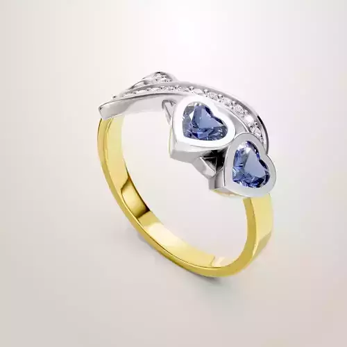 Heart Shaped Two Stone Engagement Ring 40 3D print model