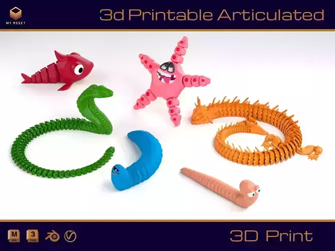 Printable Articulated Animals Set