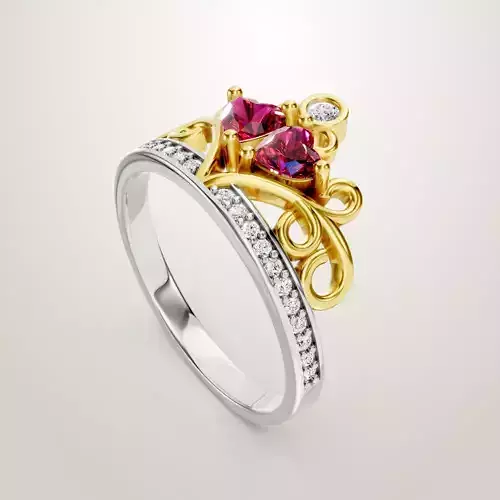 Heart Shaped Two Stone Engagement Ring 41 3D print model