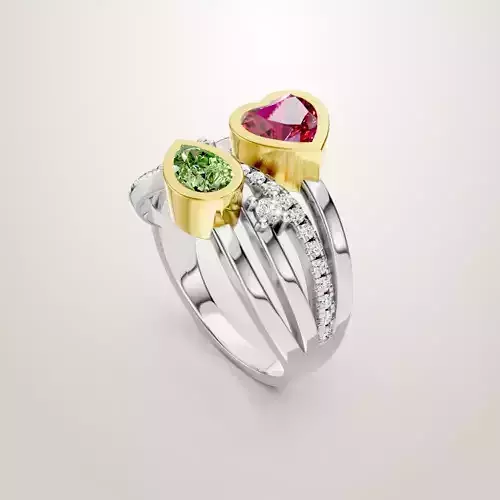 Heart Shaped Two Stone Engagement Ring 43 3D print model