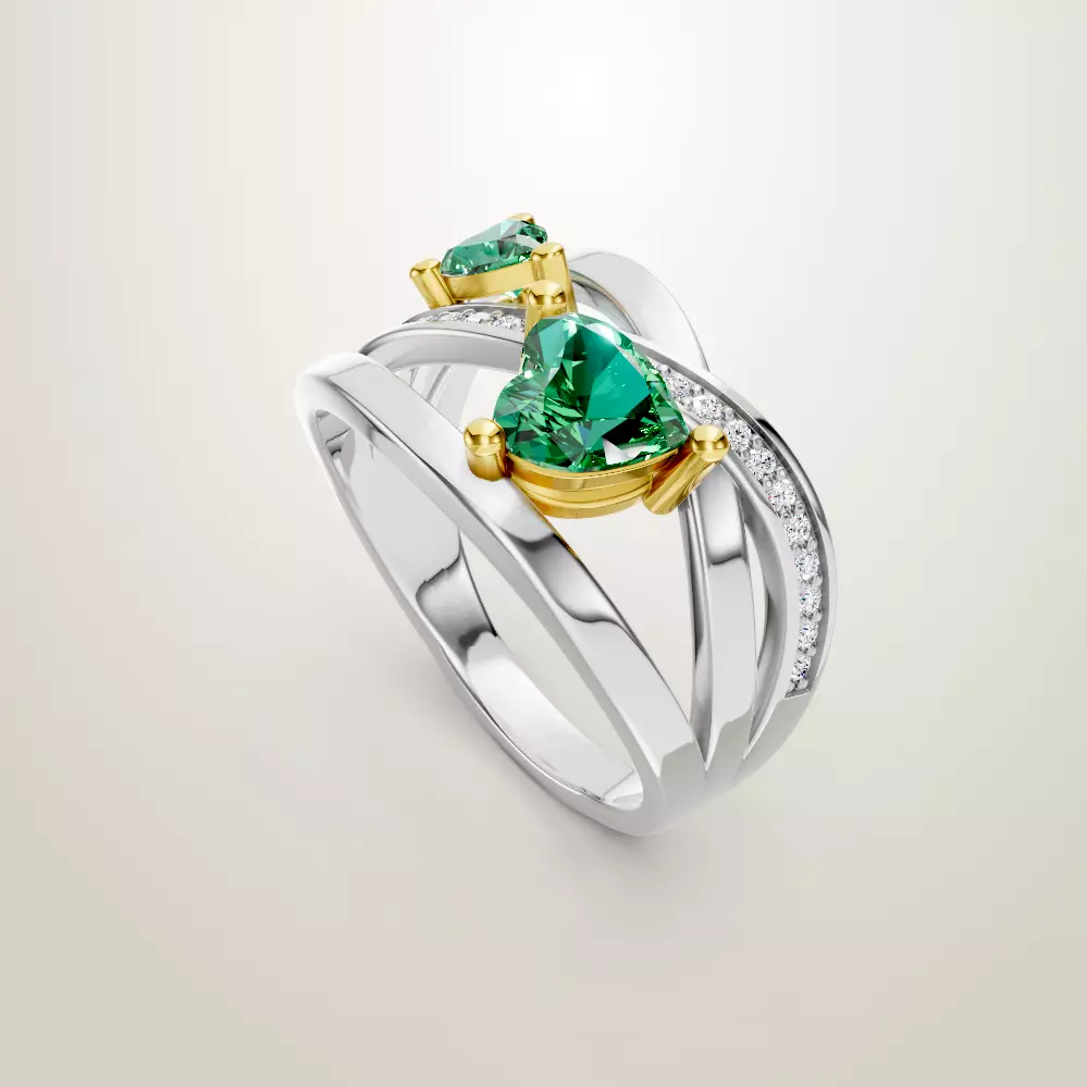 Heart Shaped Two Stone Engagement Ring 45 3D print model