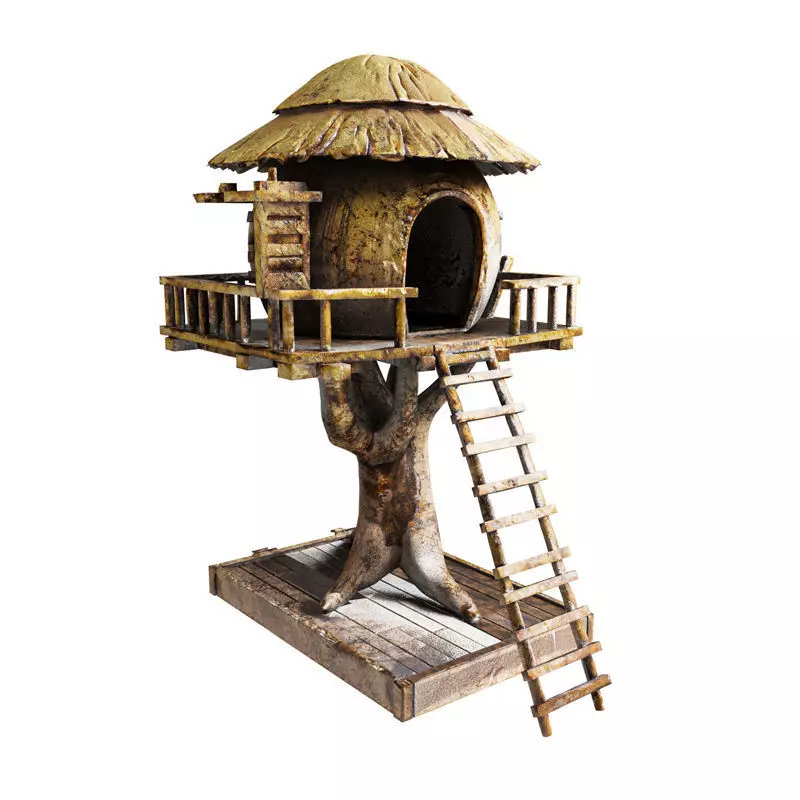 wooden house Low-poly 3D model