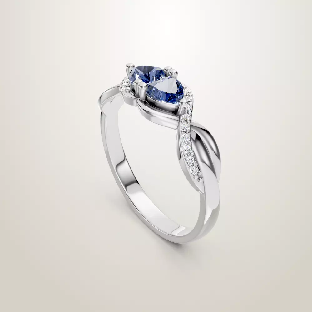 Heart Shaped Two Stone Engagement Ring 46 3D print model