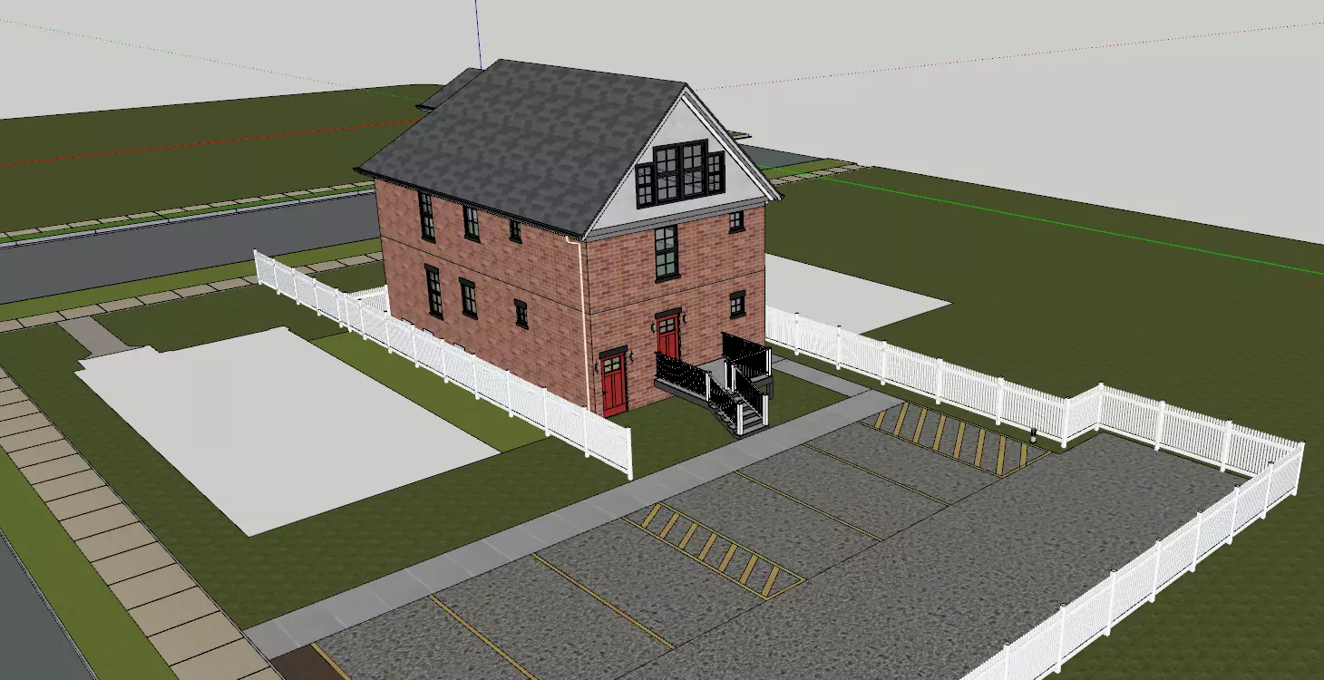 Modern Brick House  3D SketchUp Model 3D model_2