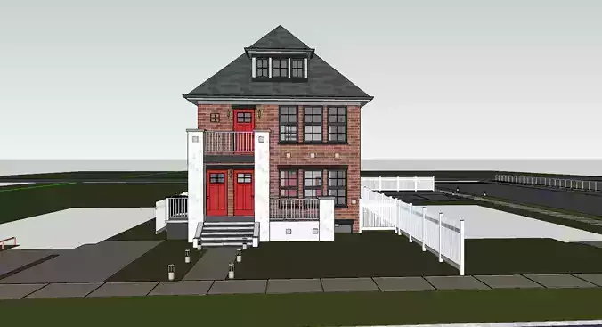 Modern Brick House  3D SketchUp Model 3D model