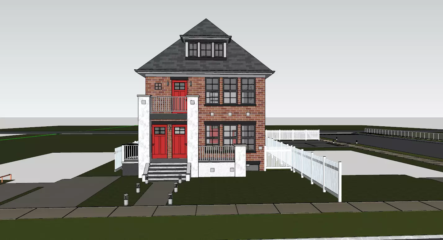 Modern Brick House  3D SketchUp Model 3D model_0