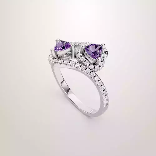 Heart Shaped Two Stone Engagement Ring 49 3D print model