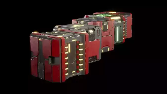 Scifi Containers Boxes Pack Low-poly 3D model