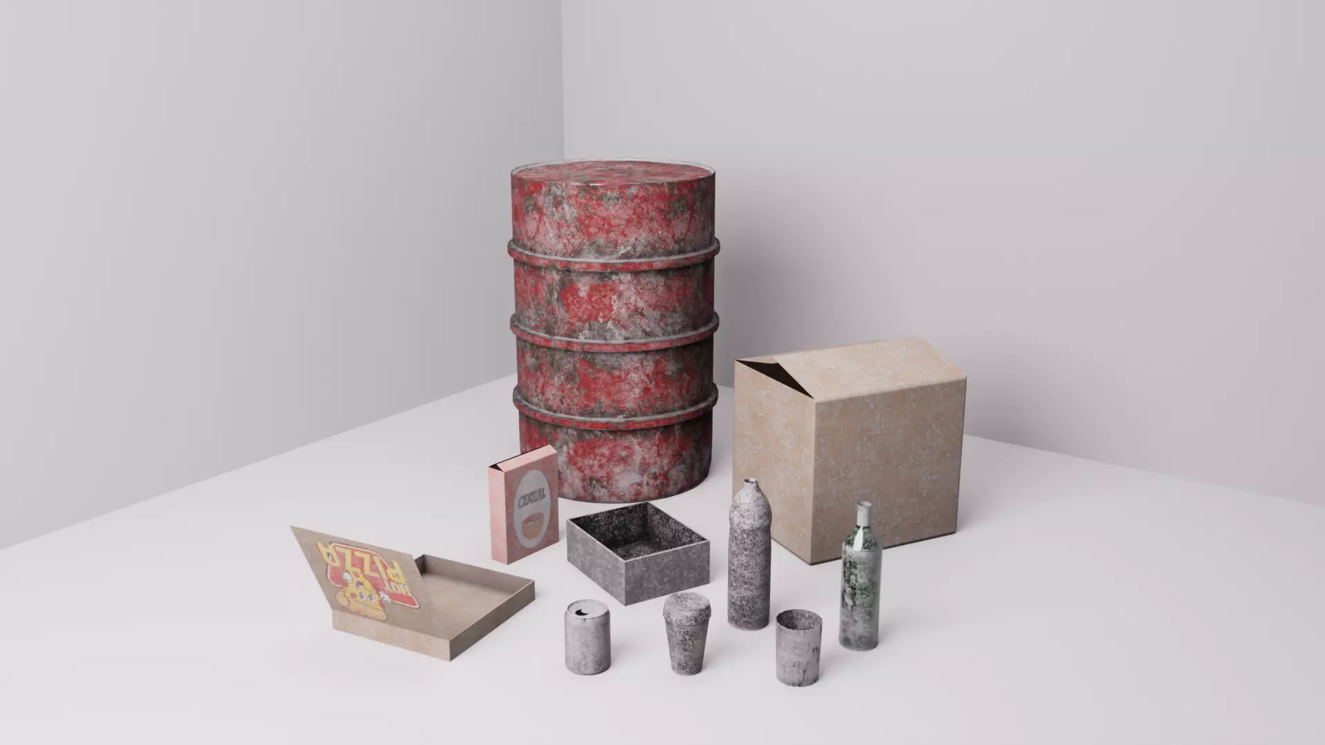 10x GAME READY Post-Apocalyptic Props vol 1 - LOW POLY Low-poly 3D model_0