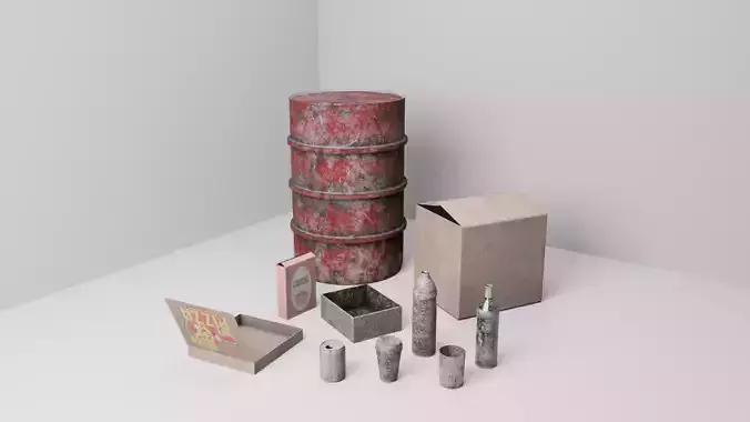 10x GAME READY Post-Apocalyptic Props vol 1 - LOW POLY Low-poly 3D model