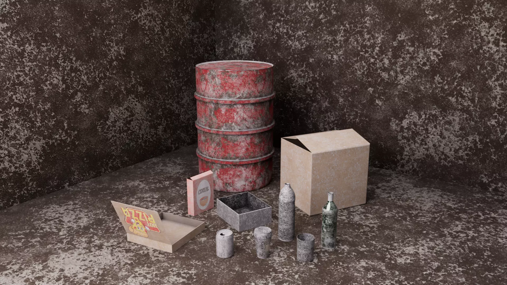 10x GAME READY Post-Apocalyptic Props vol 1 - LOW POLY Low-poly 3D model_1