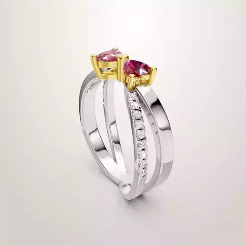 Heart Shaped Two Stone Engagement Ring 52