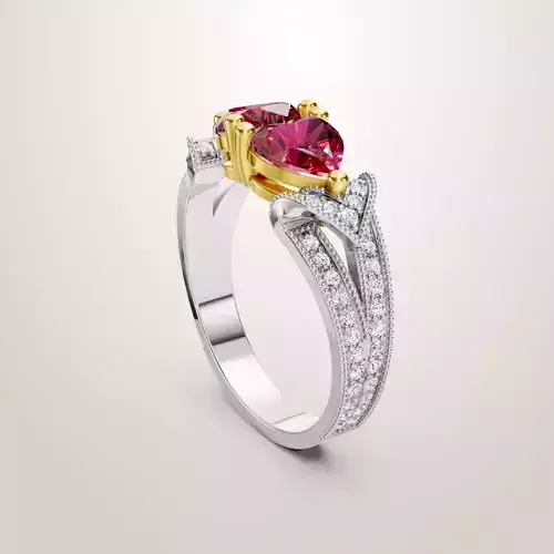 Heart Shaped Two Stone Engagement Ring 53