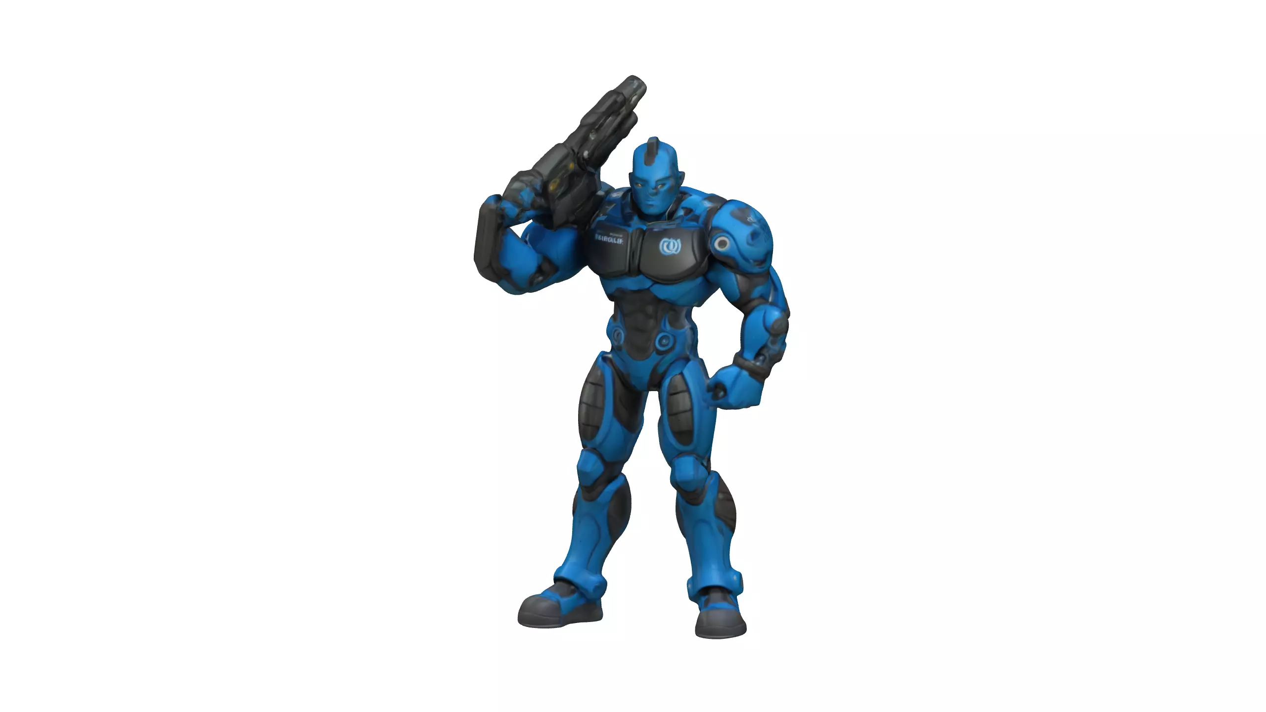 Futuristic Blue Armored Soldier 3D Model 3D model_1