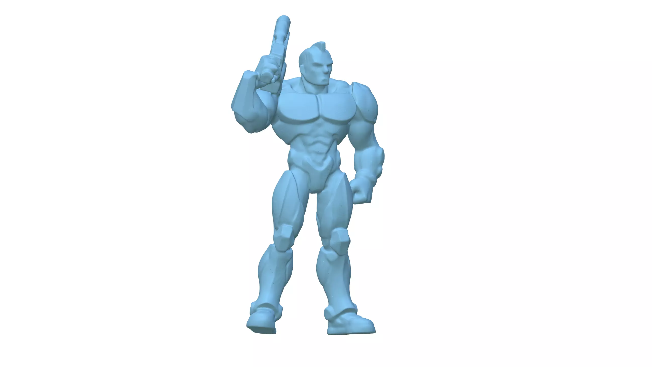 Futuristic Blue Armored Soldier 3D Model 3D model_6