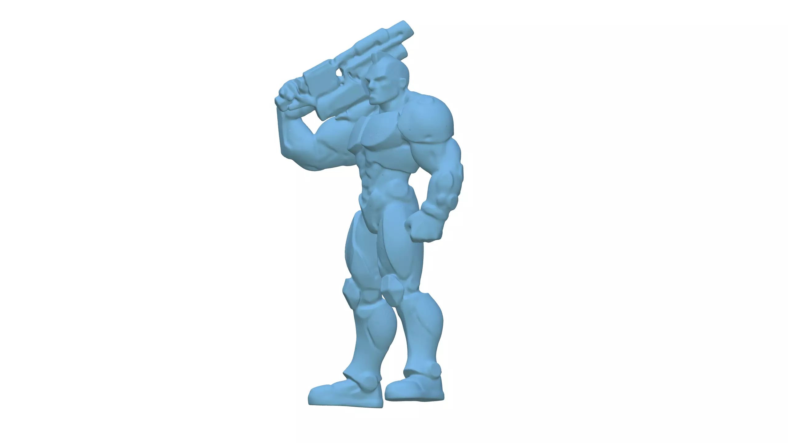 Futuristic Blue Armored Soldier 3D Model 3D model_7