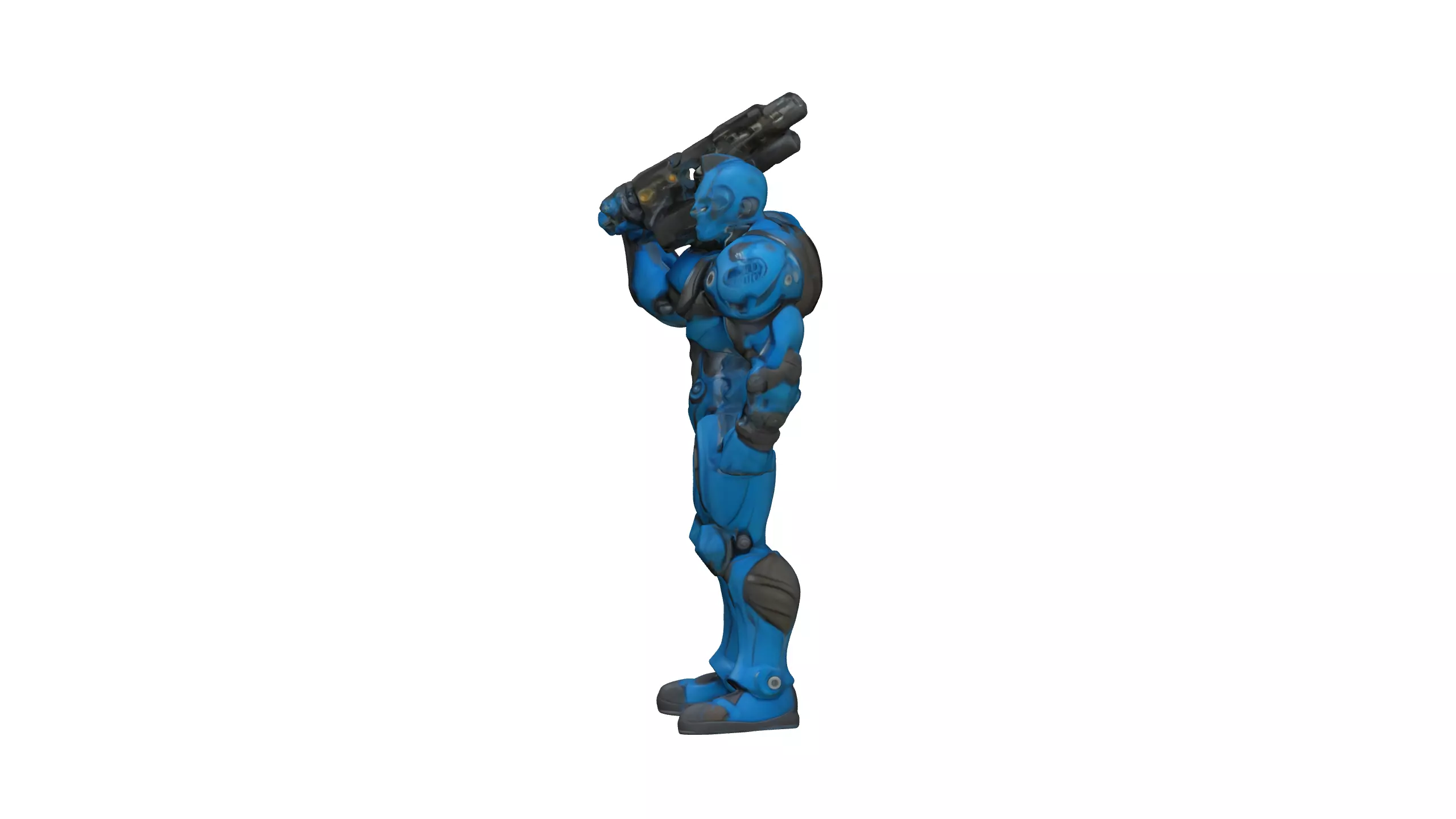 Futuristic Blue Armored Soldier 3D Model 3D model_3