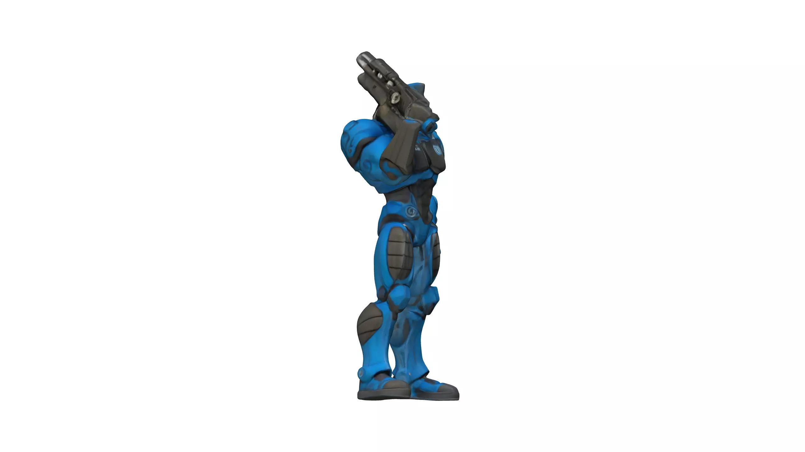 Futuristic Blue Armored Soldier 3D Model 3D model_4